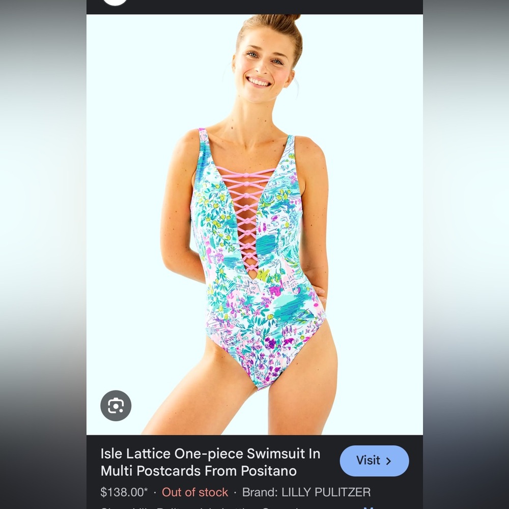 Isle Lattice Swimsuit Postcards From Positano size 6 worn Lilly Pulitzer